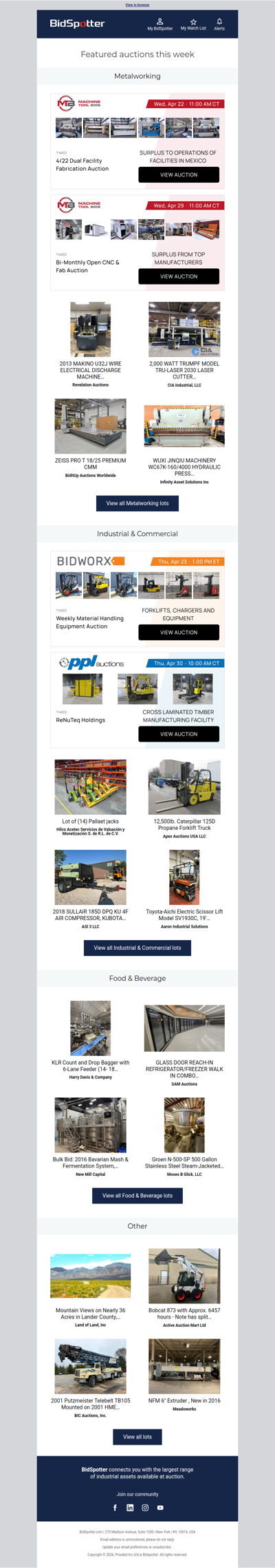 Upcoming BidSpotter Auctions - Don't Miss Out