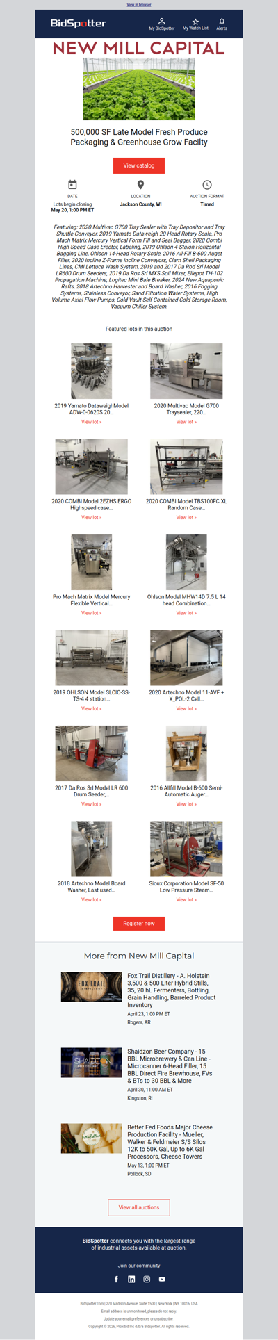 500,000 SF Fresh Greenhouse Vegetable Grow & Packaging Plant