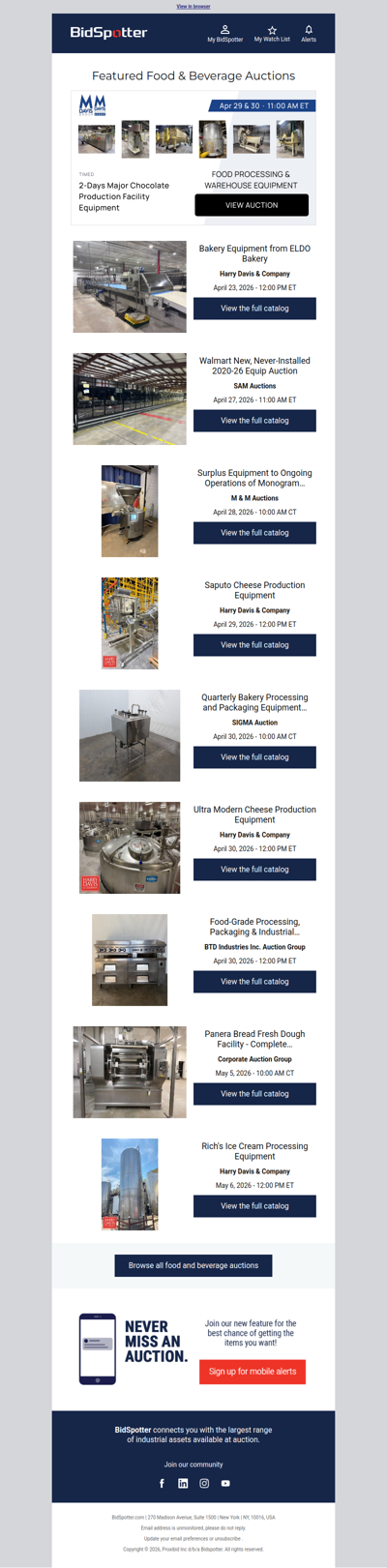 Featured Food & Beverage Auctions