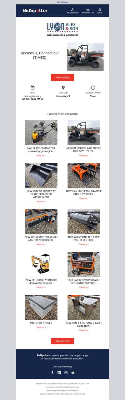 Timed Auction in Uncasville, Connecticut