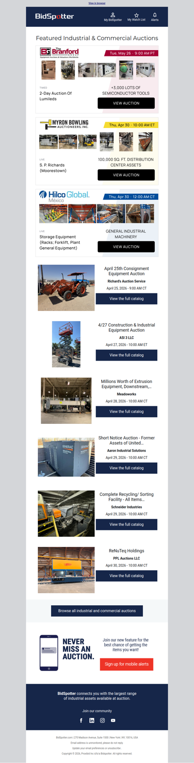 Featured Industrial and Commercial Auctions
