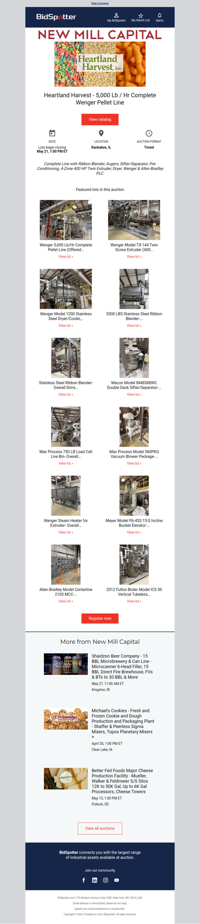 5,000 Lb / Hr Complete Wenger Pellet Line Auction