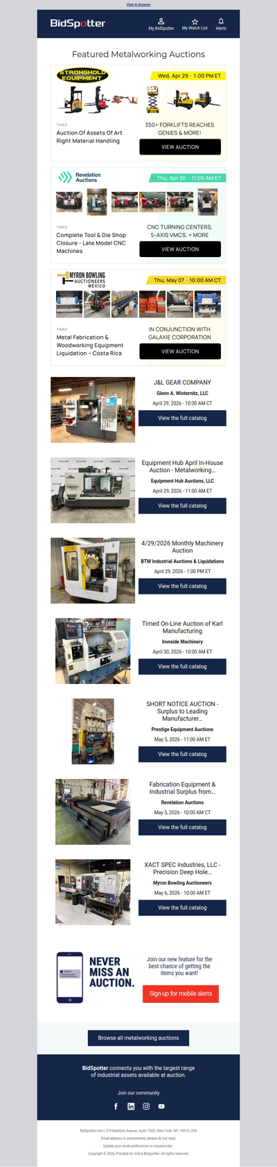 Featured Metalworking Auctions