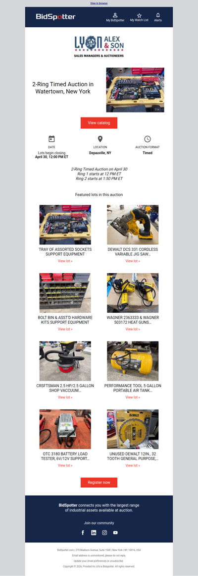 Timed Auction in Watertown, New York