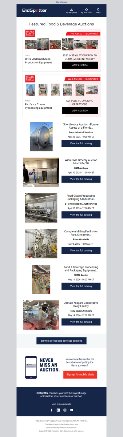 Featured Food & Beverage Auctions