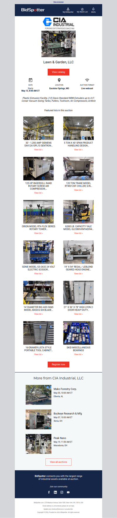 Complete Plastic Extrusion Facility Auction
