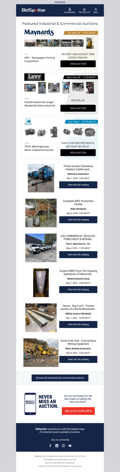 Featured Industrial and Commercial Auctions
