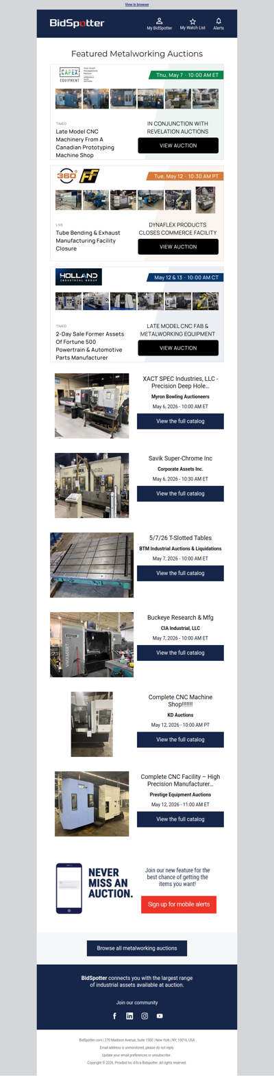 Featured Metalworking Auctions