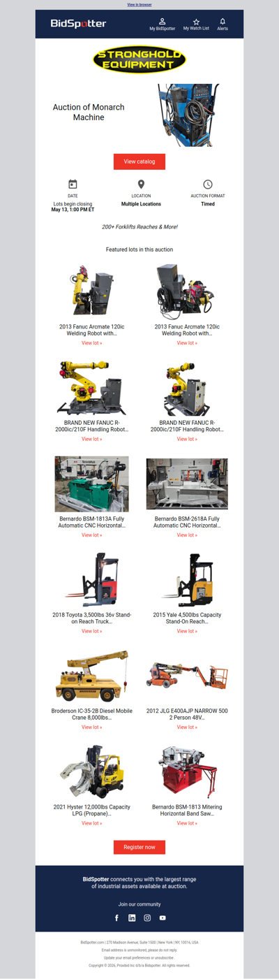 Auction of Monarch Machine – HUGE Welder Auction | May 13