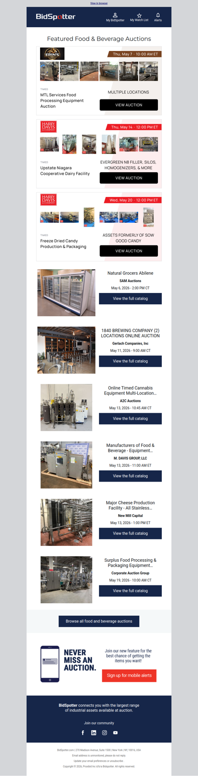 Featured Food & Beverage Auctions
