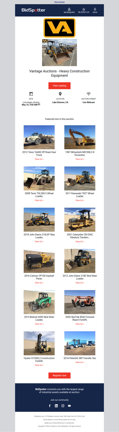 Vantage Auctions - Heavy Construction Equipment | May 16