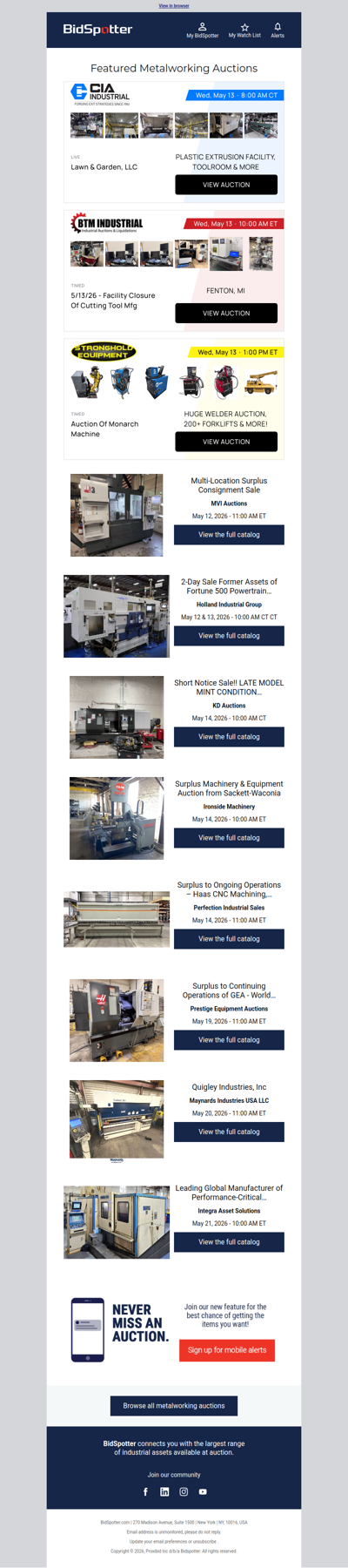 Featured Metalworking Auctions
