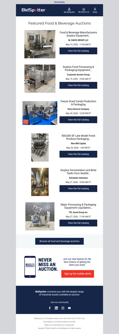 Featured Food & Beverage Auctions