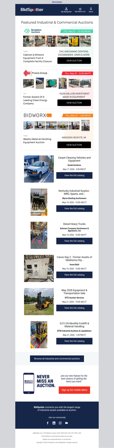 Featured Industrial and Commercial Auctions