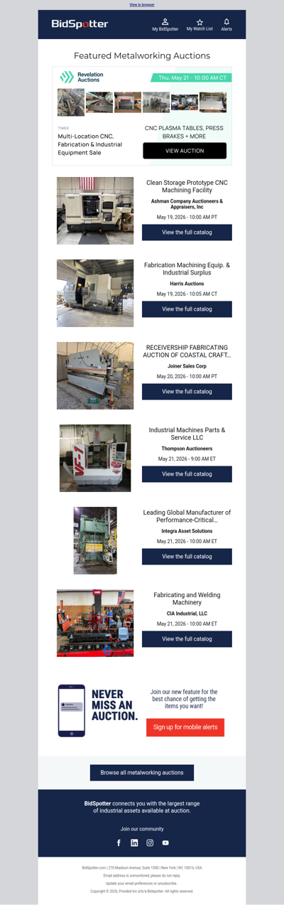 Featured Metalworking Auctions