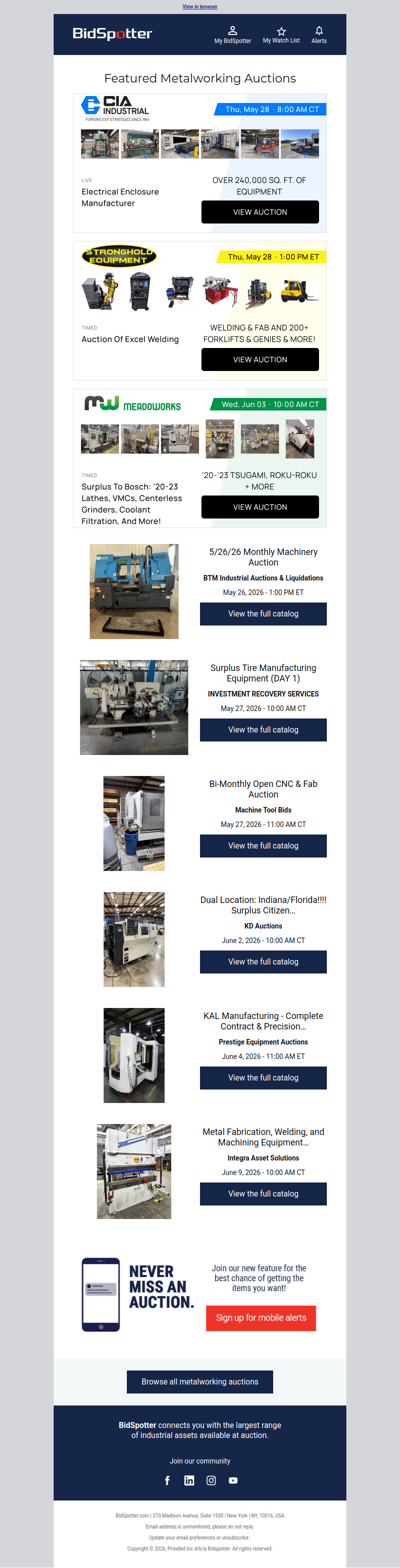 Featured Metalworking Auctions