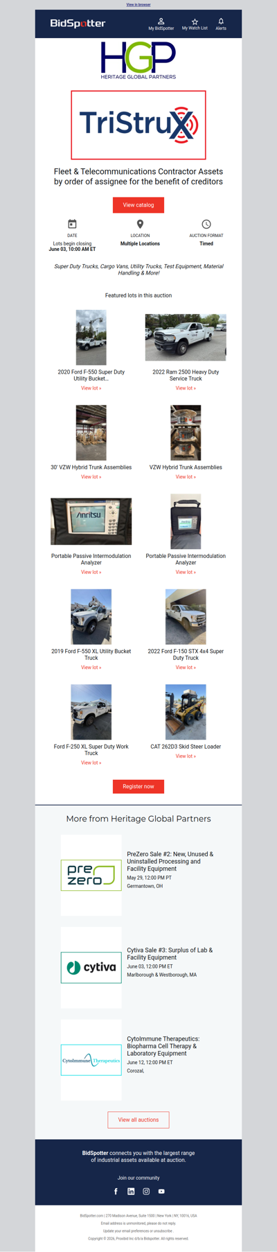 Register Now: Late-Model Fleet Vehicles & Telecom Assets