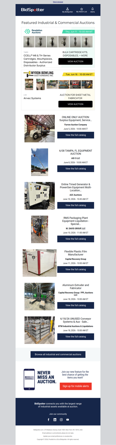 Featured Industrial and Commercial Auctions