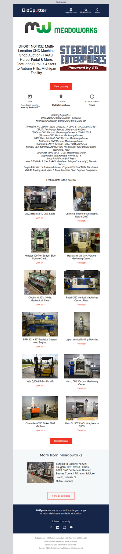 CNC Machine Shop Auction Closes Wednesday