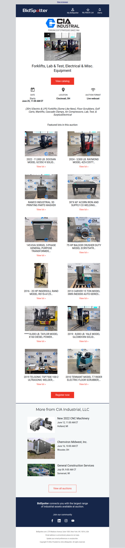 Forklifts, Lab & Test, Electrical & Misc. Equipment