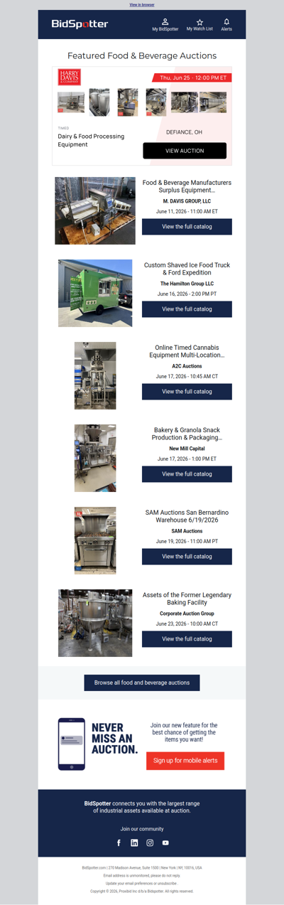 Featured Food & Beverage Auctions