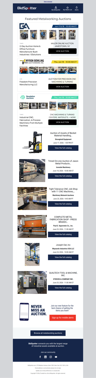 Featured Metalworking Auctions