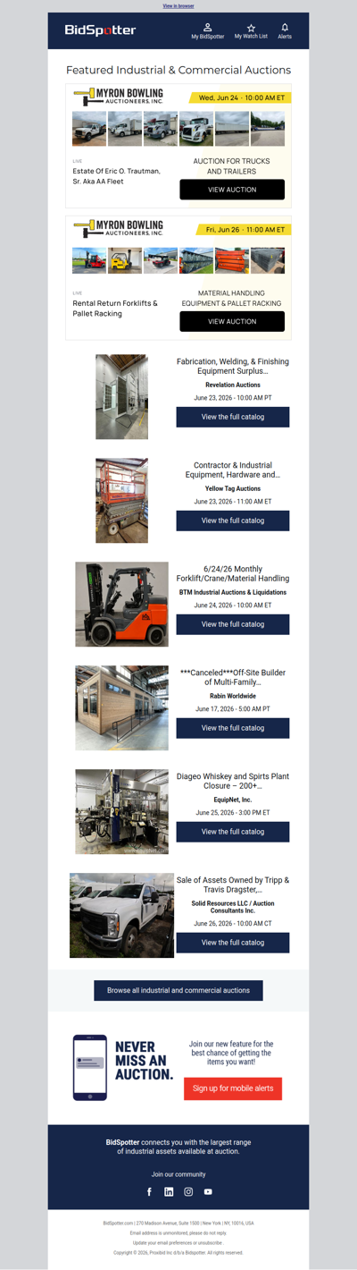 Featured Industrial and Commercial Auctions