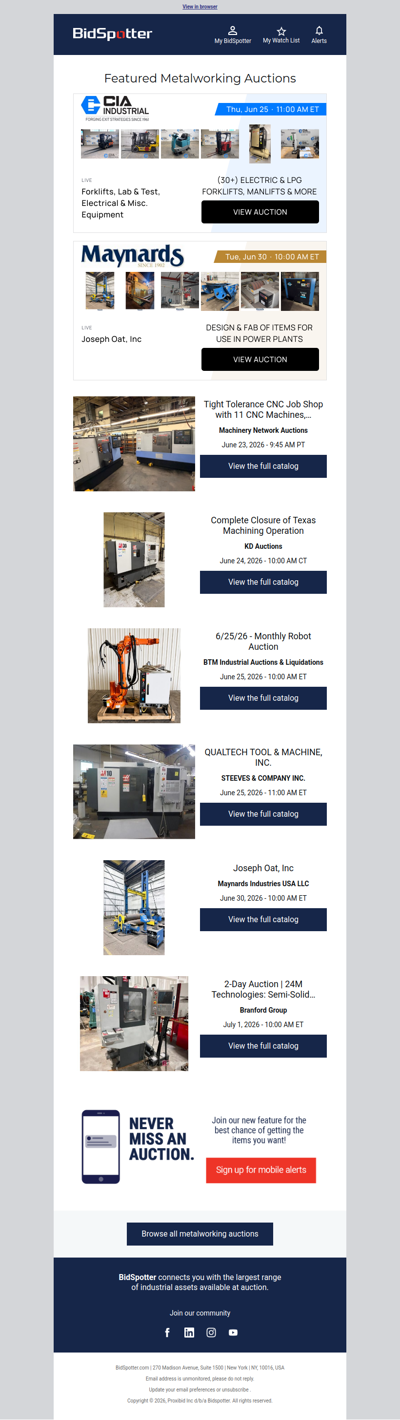 Featured Metalworking Auctions