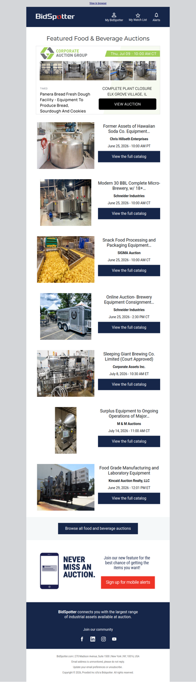 Featured Food & Beverage Auctions