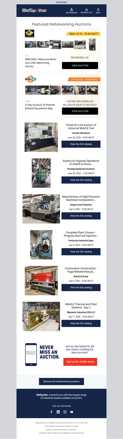 Featured Metalworking Auctions