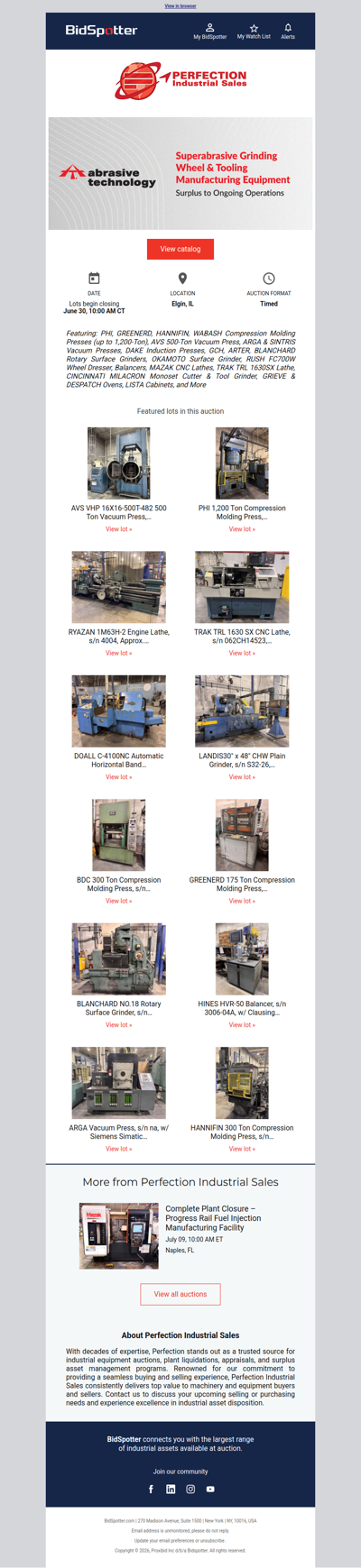 June 30 Auction – Grinding Tool Manufacturer