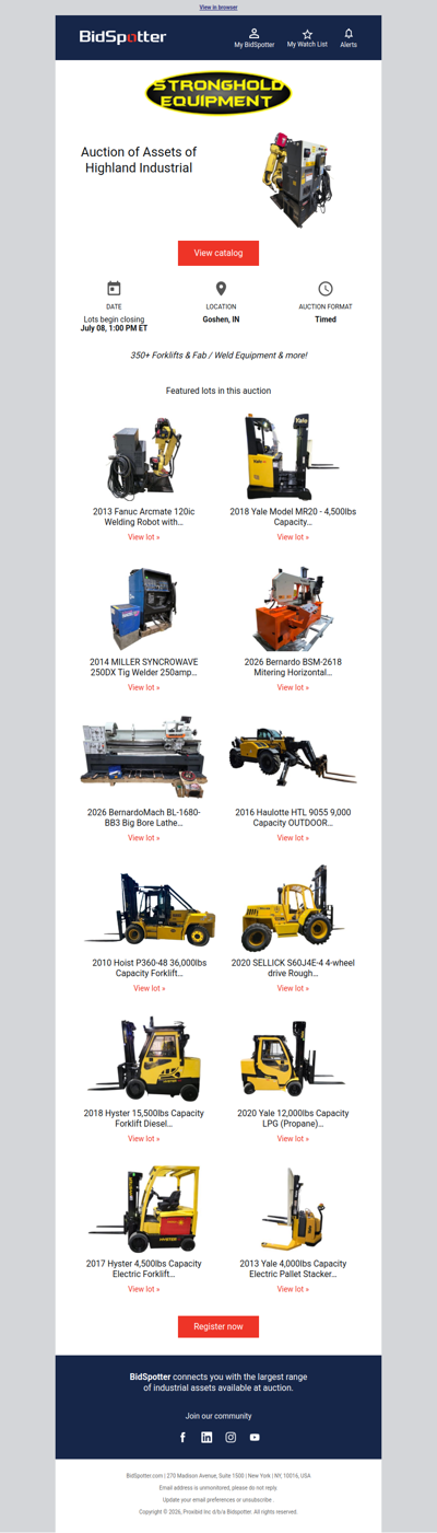 Auction of Assets of Highland Industrial | July 08