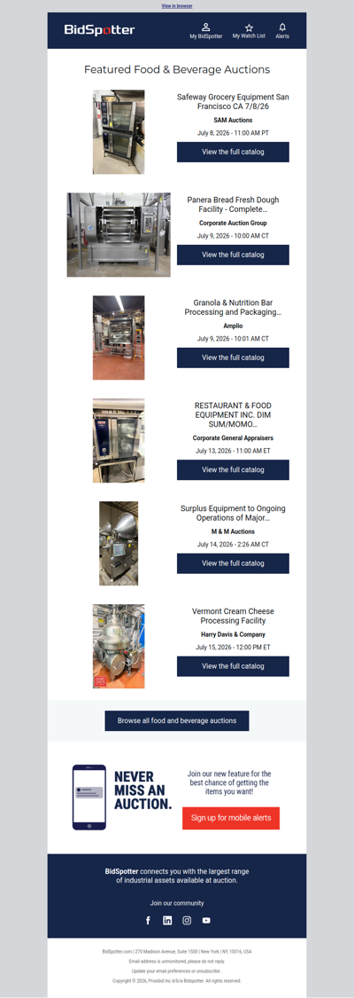 Featured Food & Beverage Auctions