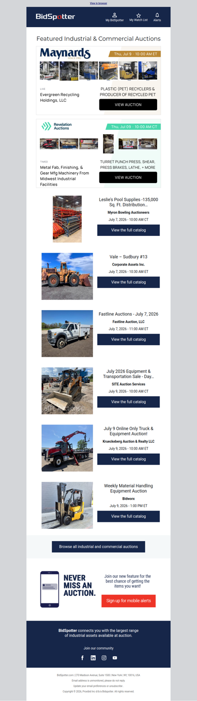 Featured Industrial and Commercial Auctions