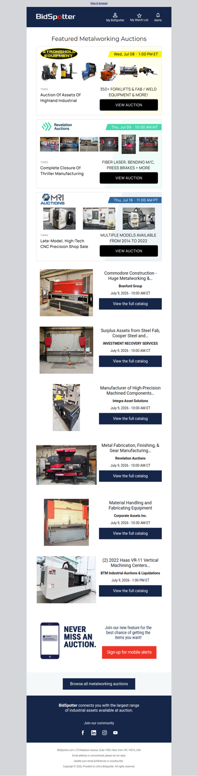 Featured Metalworking Auctions
