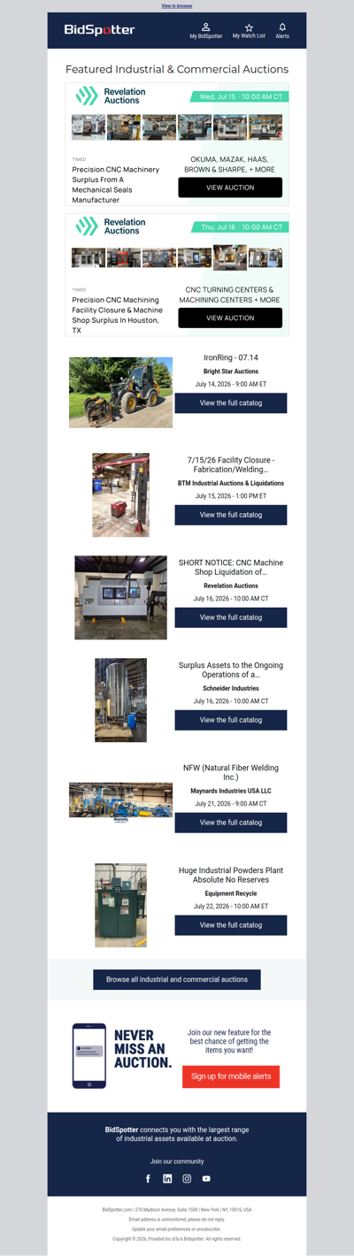 Featured Industrial and Commercial Auctions
