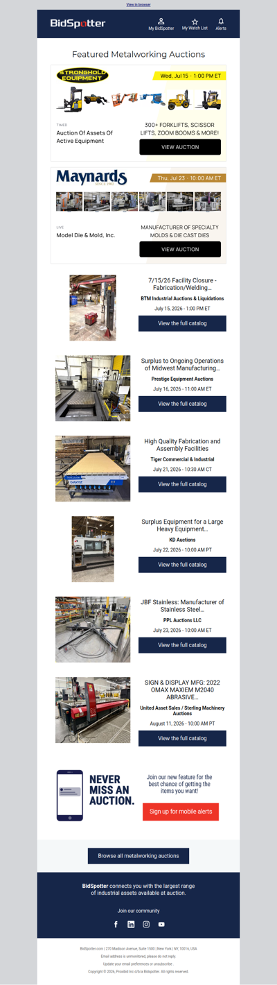 Featured Metalworking Auctions