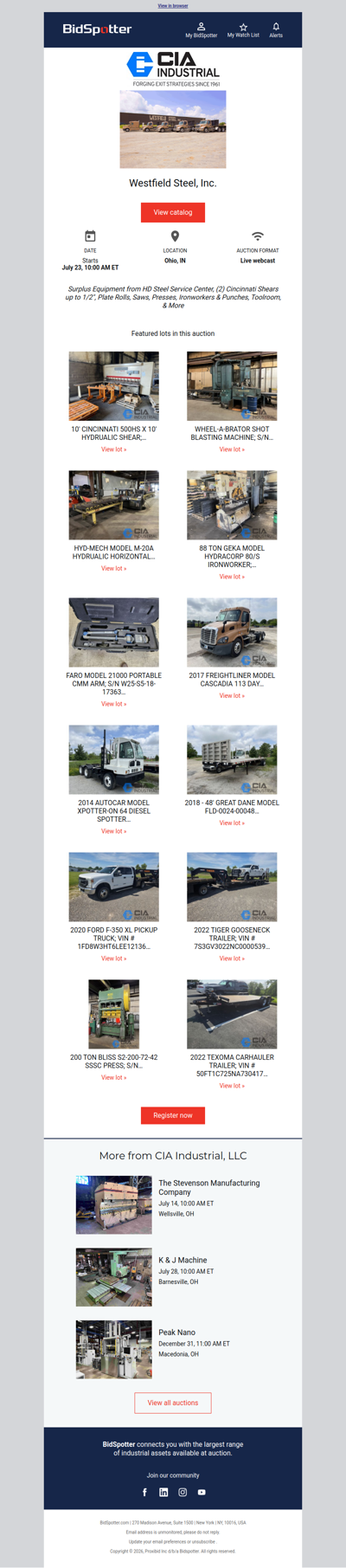 Auction of Westfield Steel, Inc.