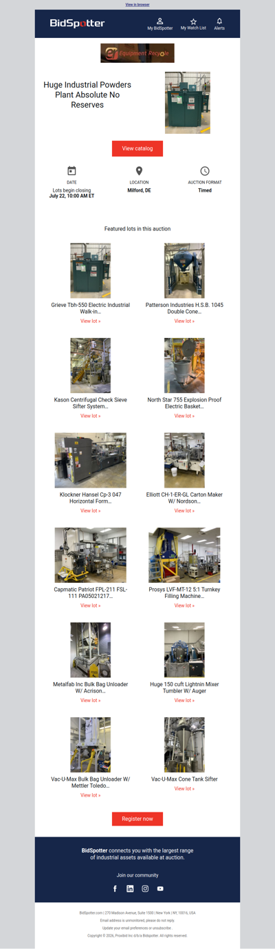 Huge Industrial Powders Plant Absolute No Reserves