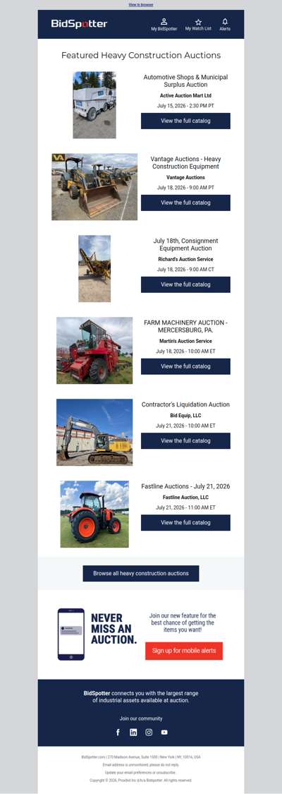 Featured Heavy Construction Auctions