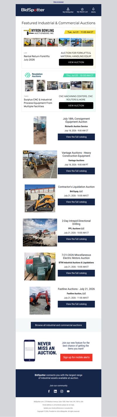 Featured Industrial and Commercial Auctions