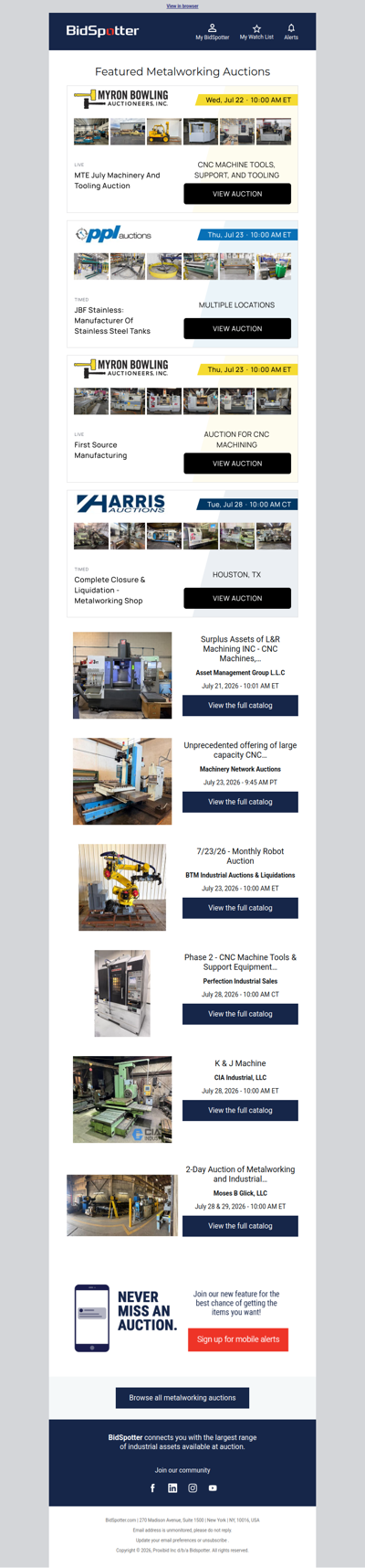 Featured Metalworking Auctions