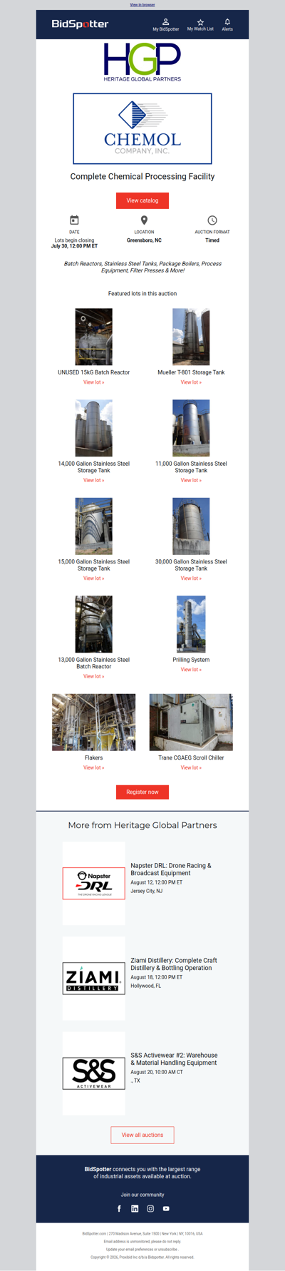 Register Now: Stainless Tanks, Reactors, Plant Equipment & More!