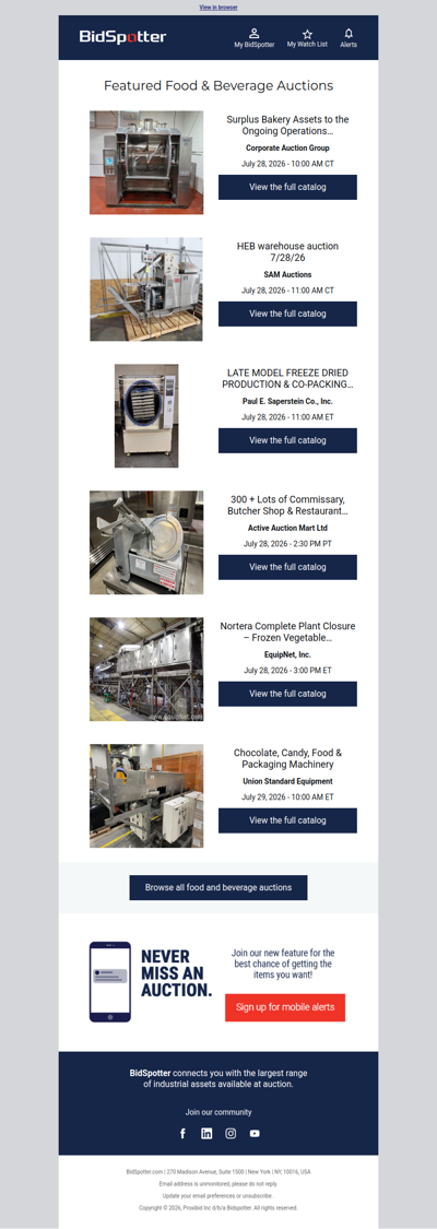 Featured Food & Beverage Auctions