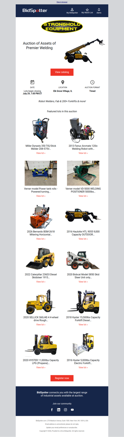 Auction of Assets of Premier Welding