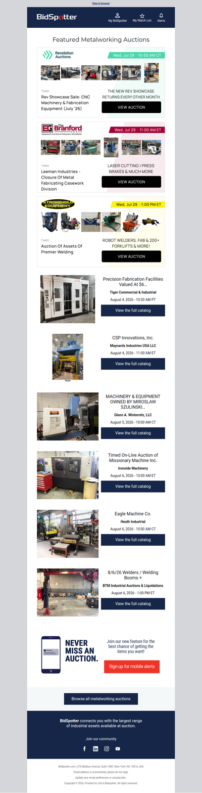 Featured Metalworking Auctions