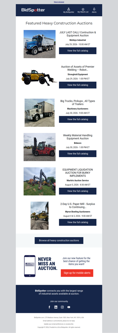 Featured Heavy Construction Auctions