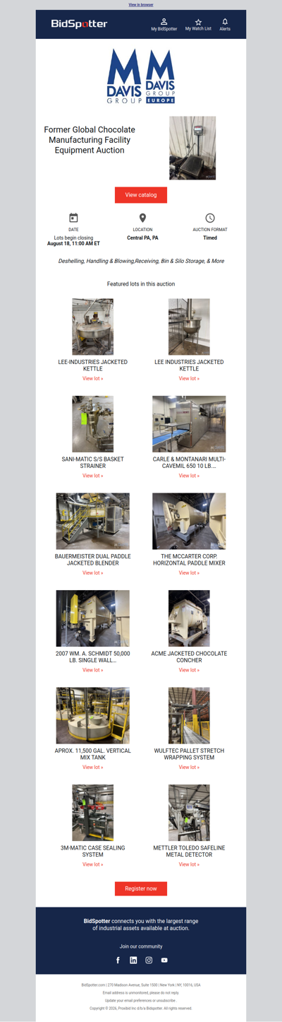 Former Global Chocolate Manufacturing Facility Equipment Auction | August 5