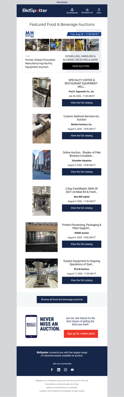 Featured Food & Beverage Auctions