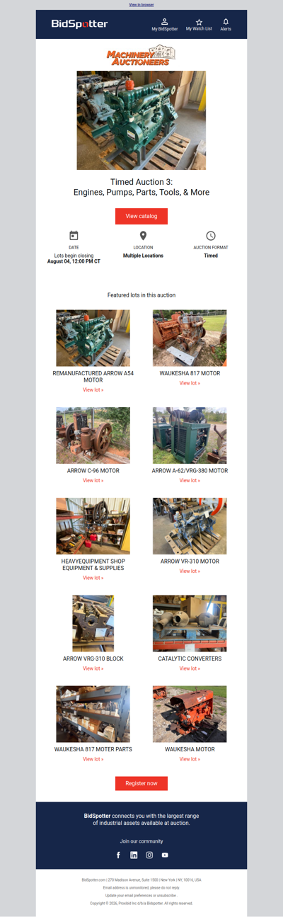 Timed Auction 3: Engines, Pumps, Parts, Tools, & More